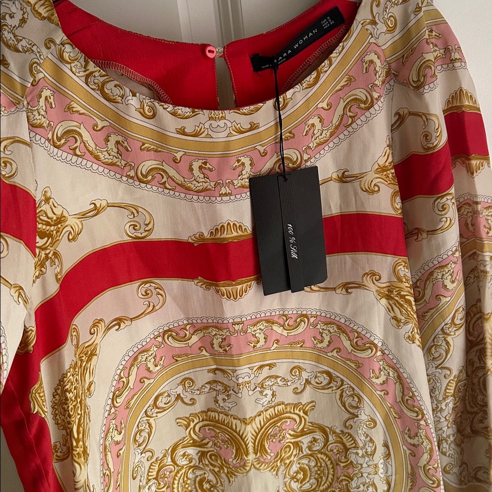 Zara women 100% silk Long Sleeve Dress - Picture 6 of 8